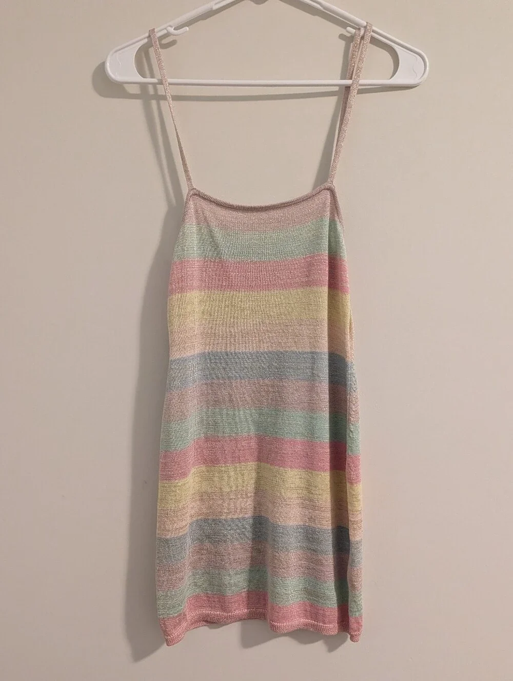 LoveShackFancy Pastel Multicolor Striped Knit Slip Mini dress size P - Picture 1 of 4